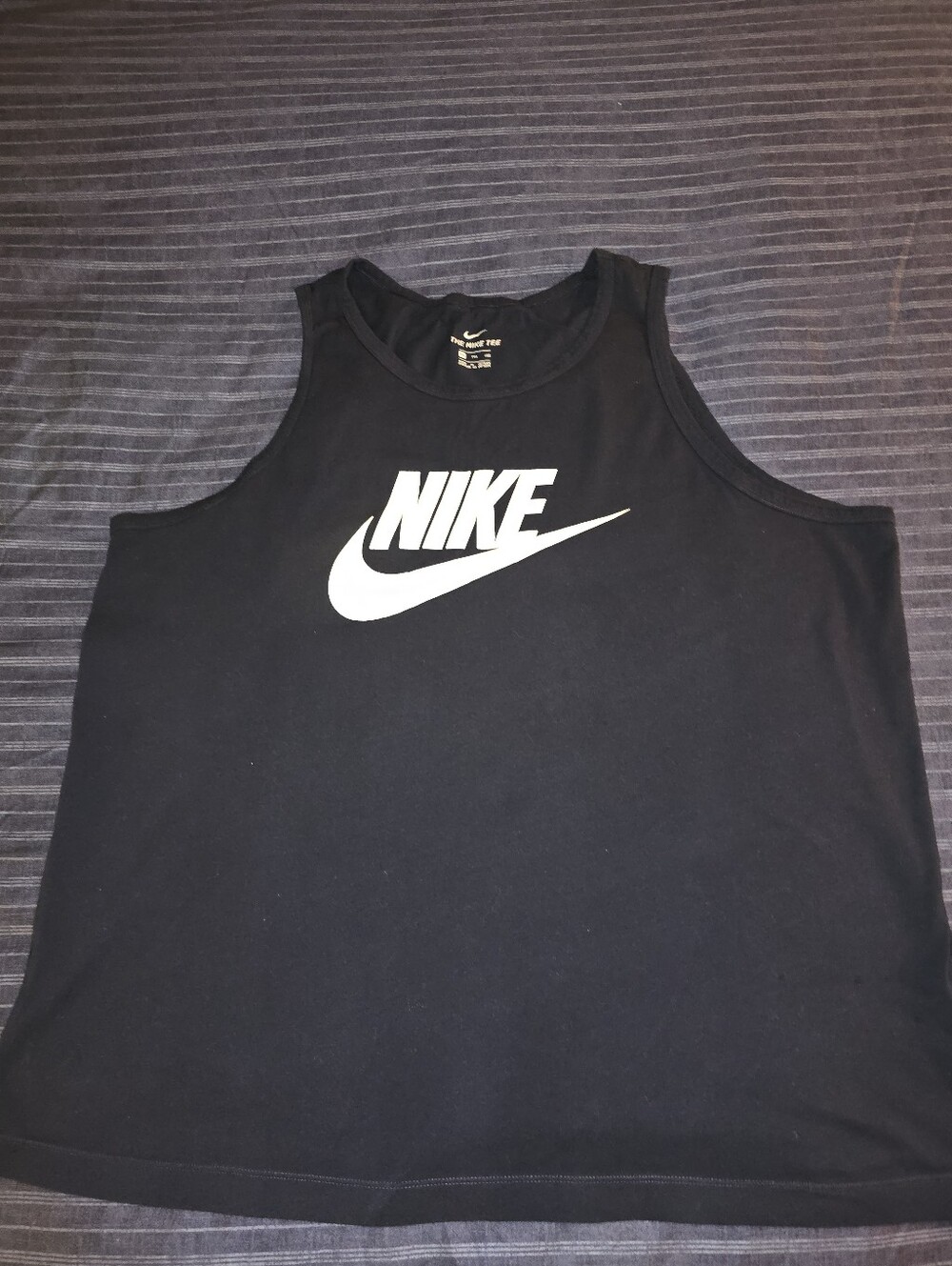 XXL - Nike Mens Blue Tank-top with White Swoosh Logo (Clean)